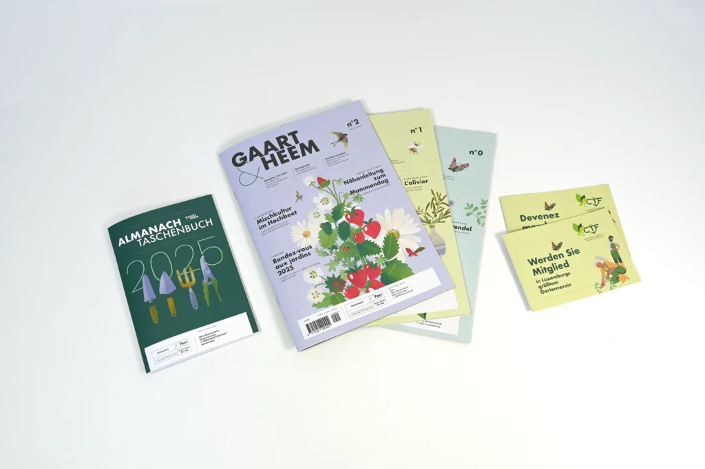 les 3 couvertures de magazine Gaart & Heem, couverture Almanach et flyer