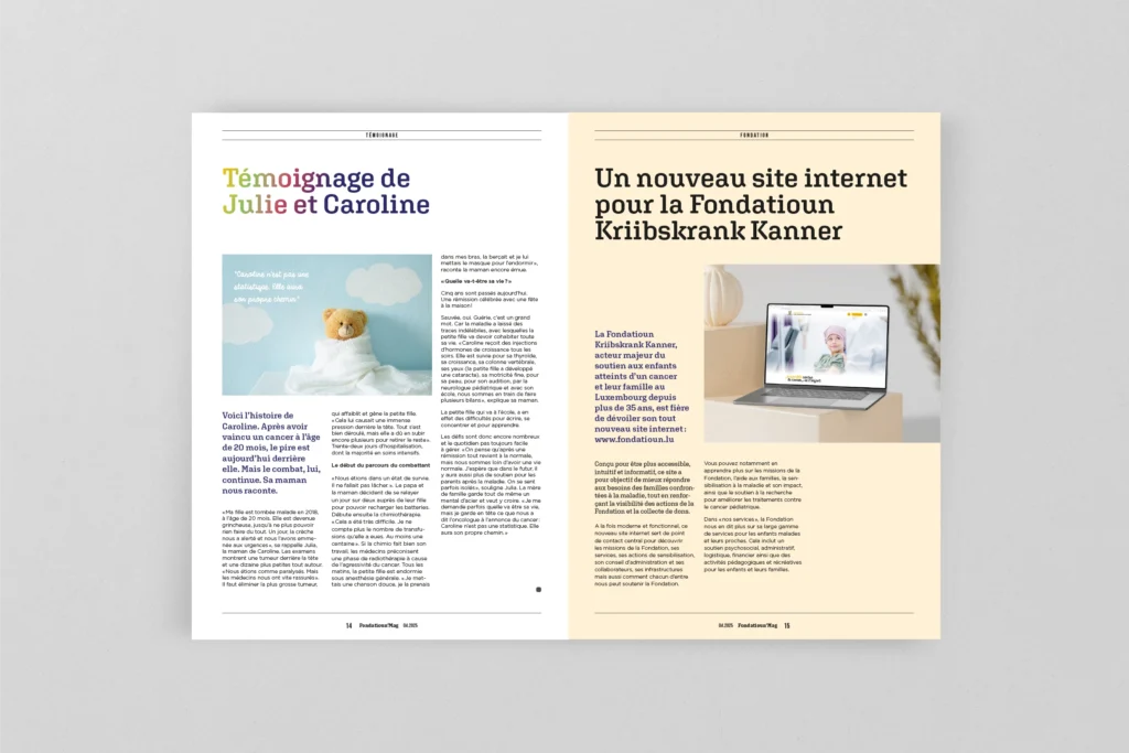 Fondatioun Mag page intérieure, création Repères
